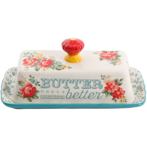 Floral Salt and Pepper and Butter Dish Set Floral Salt and Pepper and Butter Dish Set